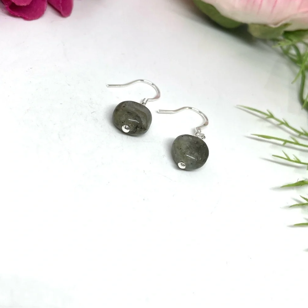 NEW⚜️925 Labradorite Gemstone Dangly Handmade Earrings